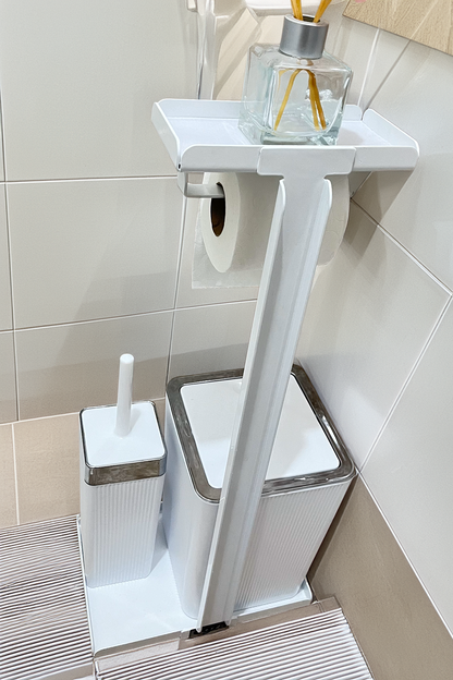 3'ü 1 Arada Banyo Seti Tuvalet Kağıtlık, Çizgili Çöp Kovası Ve Tuvalet Fırça Takımı