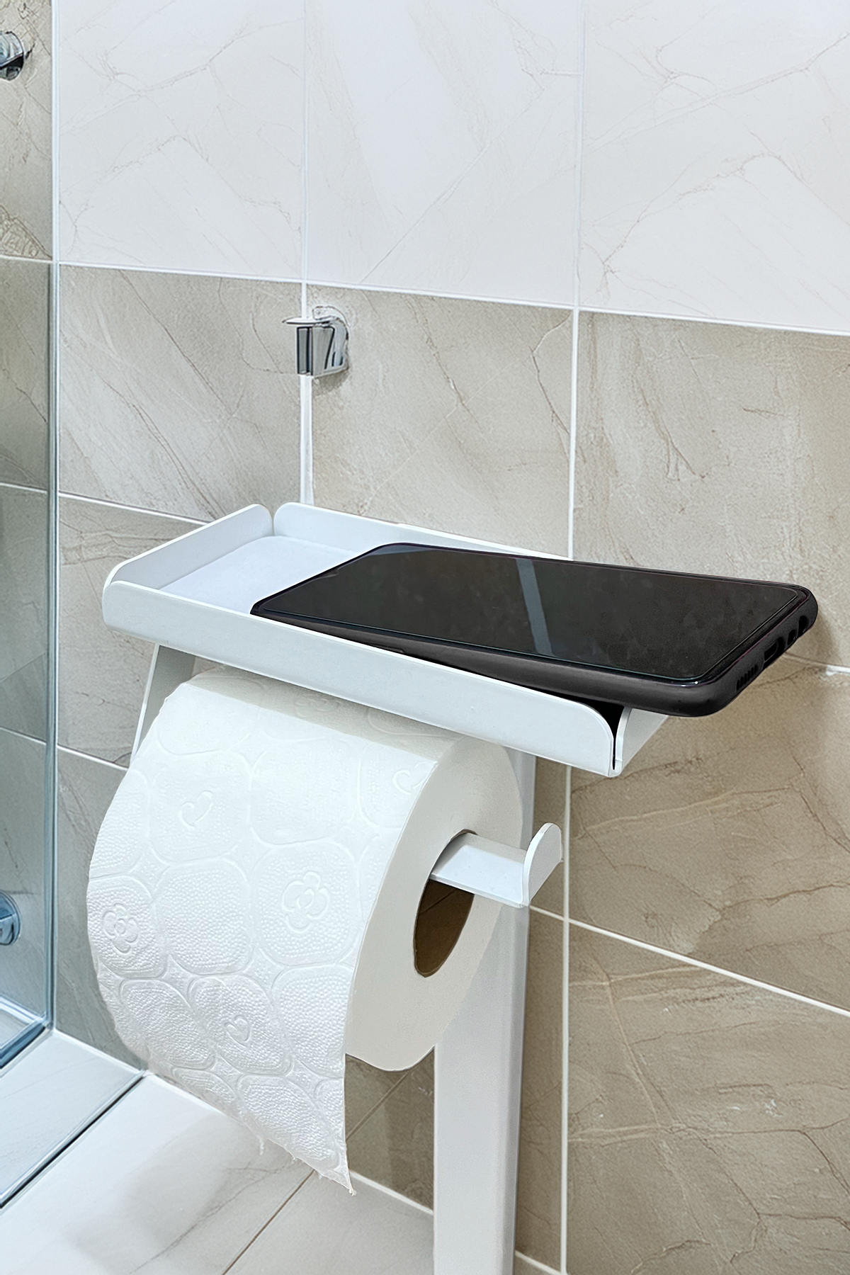 3'ü 1 Arada Banyo Seti Tuvalet Kağıtlık, Çizgili Çöp Kovası Ve Tuvalet Fırça Takımı
