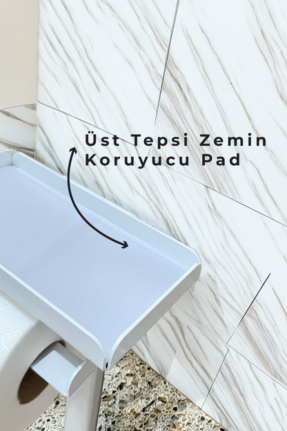 3'ü 1 Arada Banyo Seti Tuvalet Kağıtlık, Çizgili Çöp Kovası Ve Tuvalet Fırça Takımı